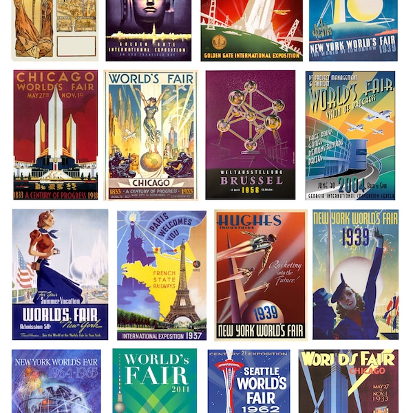 miniature scale model car World's Fair posters