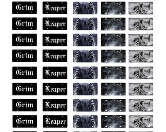 scale model car assorted Grim Reaper death license plates tags 1/18 1/25 1/43 1/64