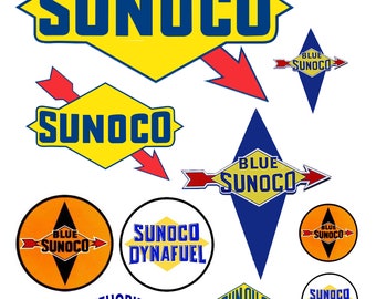 miniature scale model Sunoco gas station signs