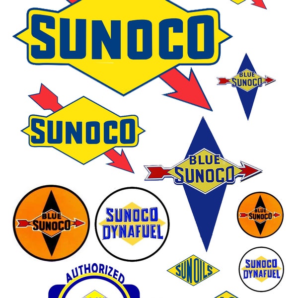 miniature scale model Sunoco gas station signs