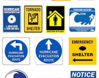 miniature 1:25 storm warning tornado hurricane tsunami shelter evacuation signs