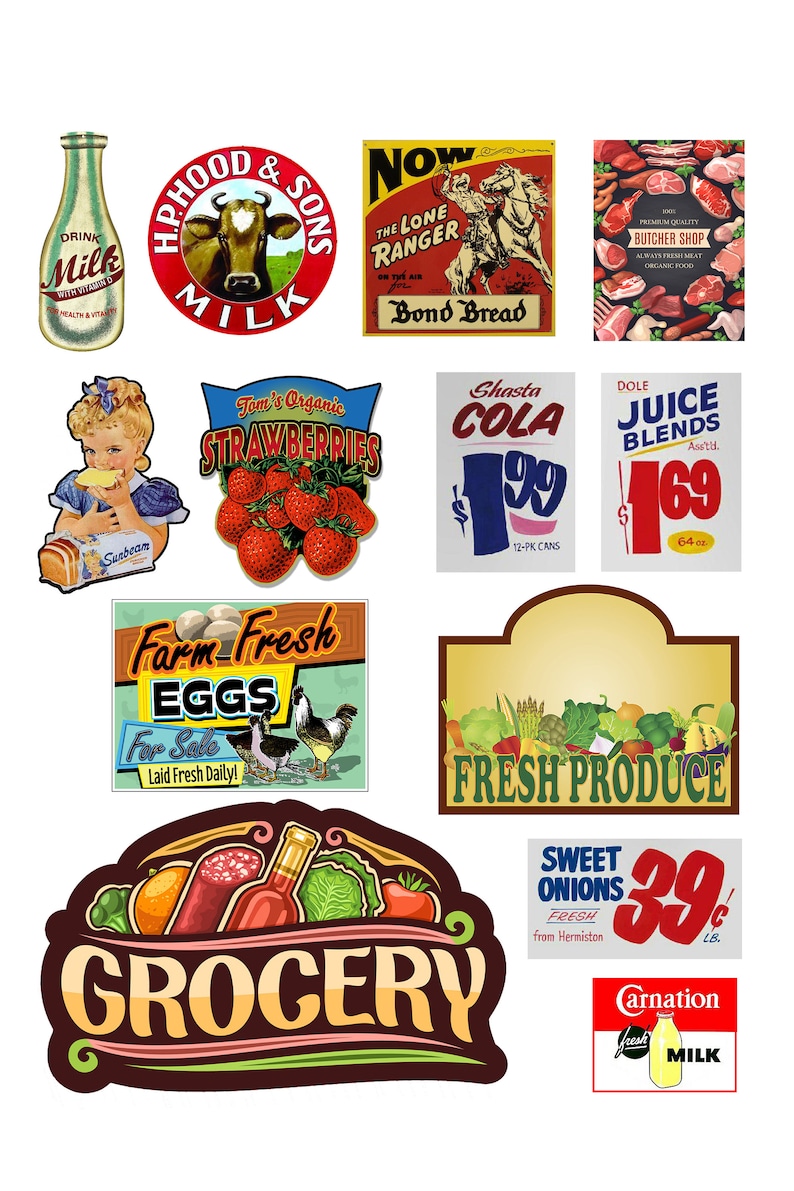 Model Store Signs Miniature Scale Model Diorama Grocery Store Signs - Etsy