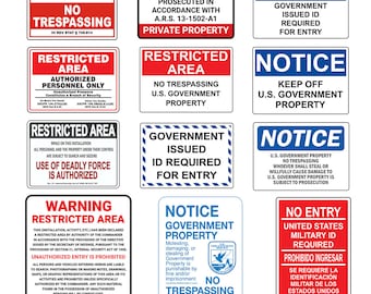 miniature scale model US Government Military Restricted Access warning signs