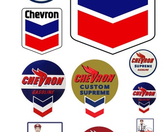 miniature scale model Chevron gas station signs