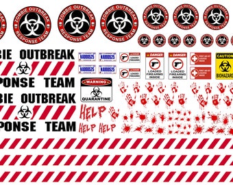 1:25 scale model car zombie response team waterslide decals