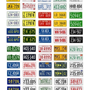 Modelo de carro em escala, placas variadas dos EUA, etiquetas estaduais, anos 1970, 1970, 1/18, 1/25, 1/43, 1/64