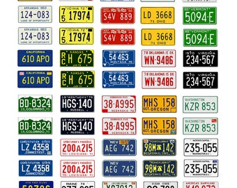 scale model car assorted USA license plates state tags 1970s 1970 1/18 1/25 1/43 1/64