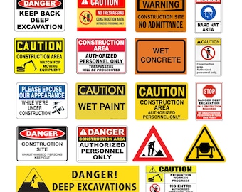 miniature scale model construction site hazard warning signs