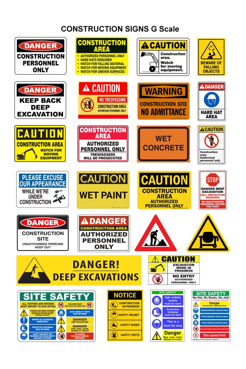 Model Safety Sign Miniature Scale Model Construction Site Hazard Warning Signs - Etsy