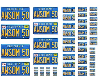 Assorted scale model car Cobra license plates tags