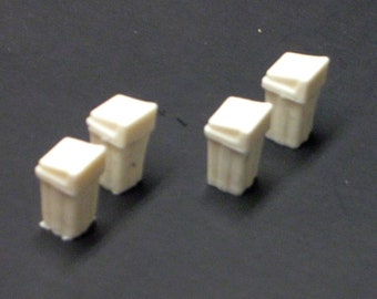 1:87 HO scale model resin retail trash can set of 4
