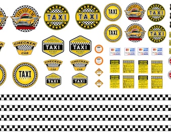 1:25 scale model taxi cab decals