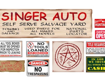 miniature 1:18 scale model diorama Singer Salvage Junk Yard Signs  poster salvage yard