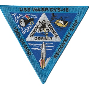 USS Wasp CVS18 NASA Gemini 4 6 7 space program US Navy ship recovery force patch