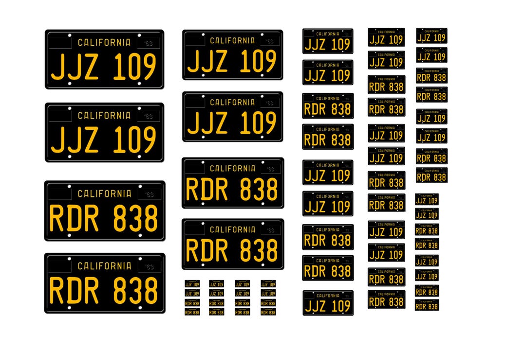 Model Based Plates Assorted Scale Model Car Bullitt License Plates California State Tags 1 ...