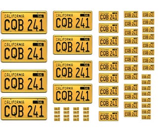 Assorted scale model car Christine license plates tags