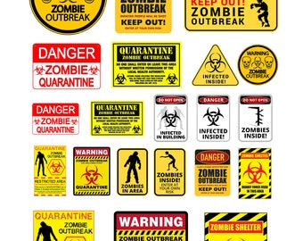 miniature scale model zombie warning signs