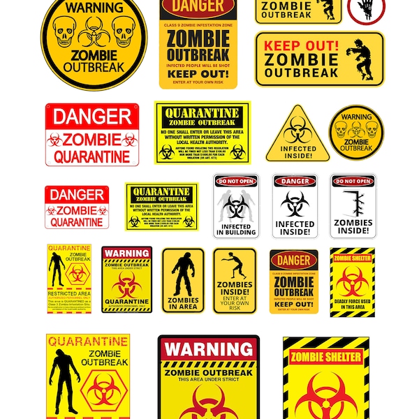 miniature scale model zombie warning signs