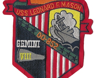 USS Leonard F Mason DD852 NASA Gemini 8 space program US Navy ship recovery force patch