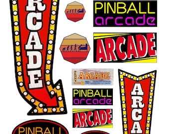 miniature scale model pinball video game arcade signs
