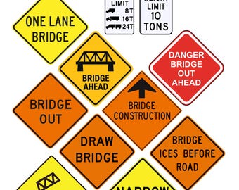 miniature scale model diorama bridge caution traffic signs