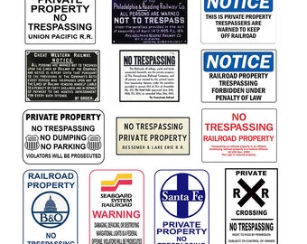 miniature scale model railroad property no trespassing warning signs