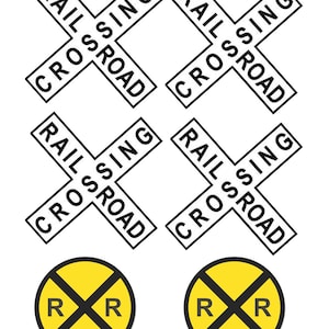 miniature 1:25 G scale model railroad crossing signs