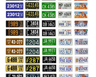 scale model car assorted USA license plates Utah state  tags 1/18 1/25 1/43 1/64