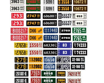 scale model car assorted USA license plates state tags 1900 1900s 1/18 1/25 1/43 1/64