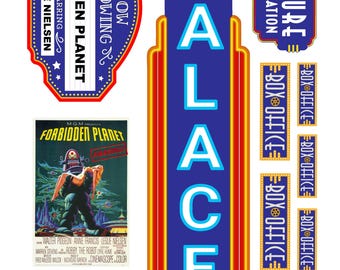 miniature scale model movie theater signs