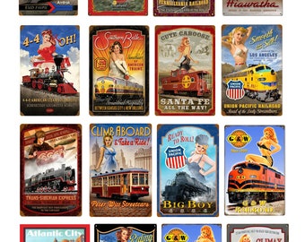 miniature scale model vintage train railroad pin up girl signs posters