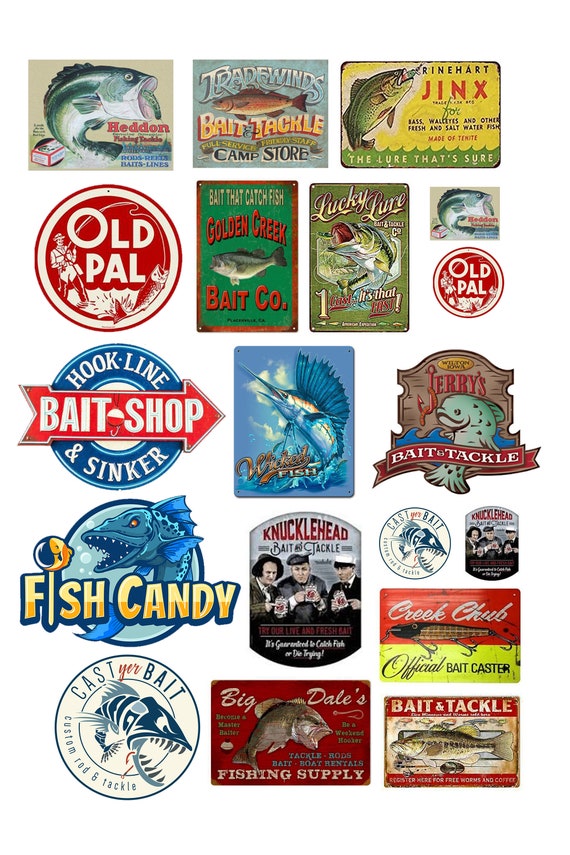 Miniature Scale Vintage Bait Shop Fishing Store Signs Posters