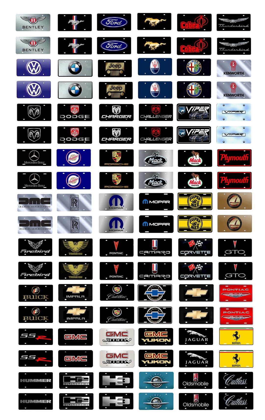 Scale Model Car Assorted License Plates Tags Chevrolet Ford Dodge VW - Etsy