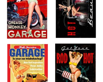1:18scale model car auto shop garage pin up girl posters pinup signs