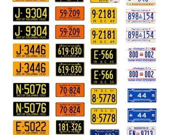 scale model car assorted USA license plates District of Columbia Washington DC state tags  1/18 1/25 1/43 1/64