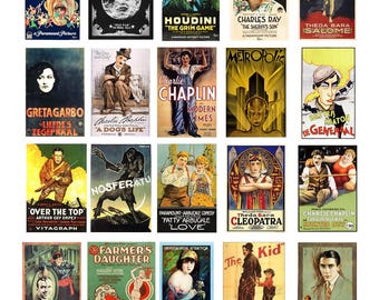 miniature 1:87 HO scale model silent movie theater posters