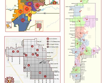 1:25 G scale model city fire station wall maps