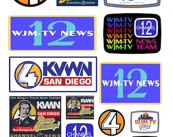 miniature scale model TV television station news program channel signs posters