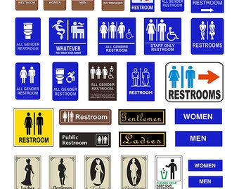 miniature 1:25 G scale model restroom Signs