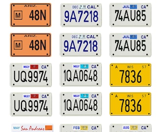 scale model miniature movie TV motorcycle license tag plates