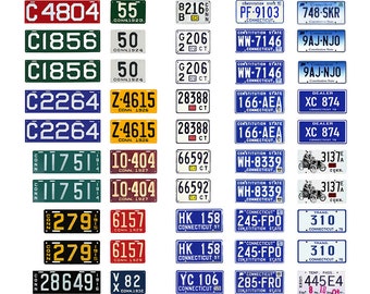 scale model car assorted USA license plates Connecticut state tags  1/18 1/25 1/43 1/64