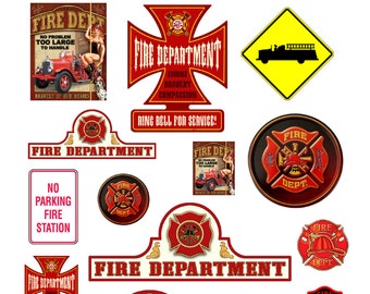 miniature scale model city fire station signs