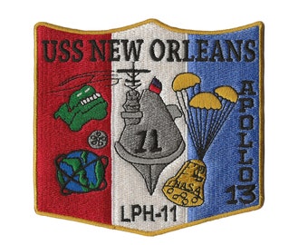 USS New Orleans NASA Apollo 13 movie space program US Navy ship recovery force patch