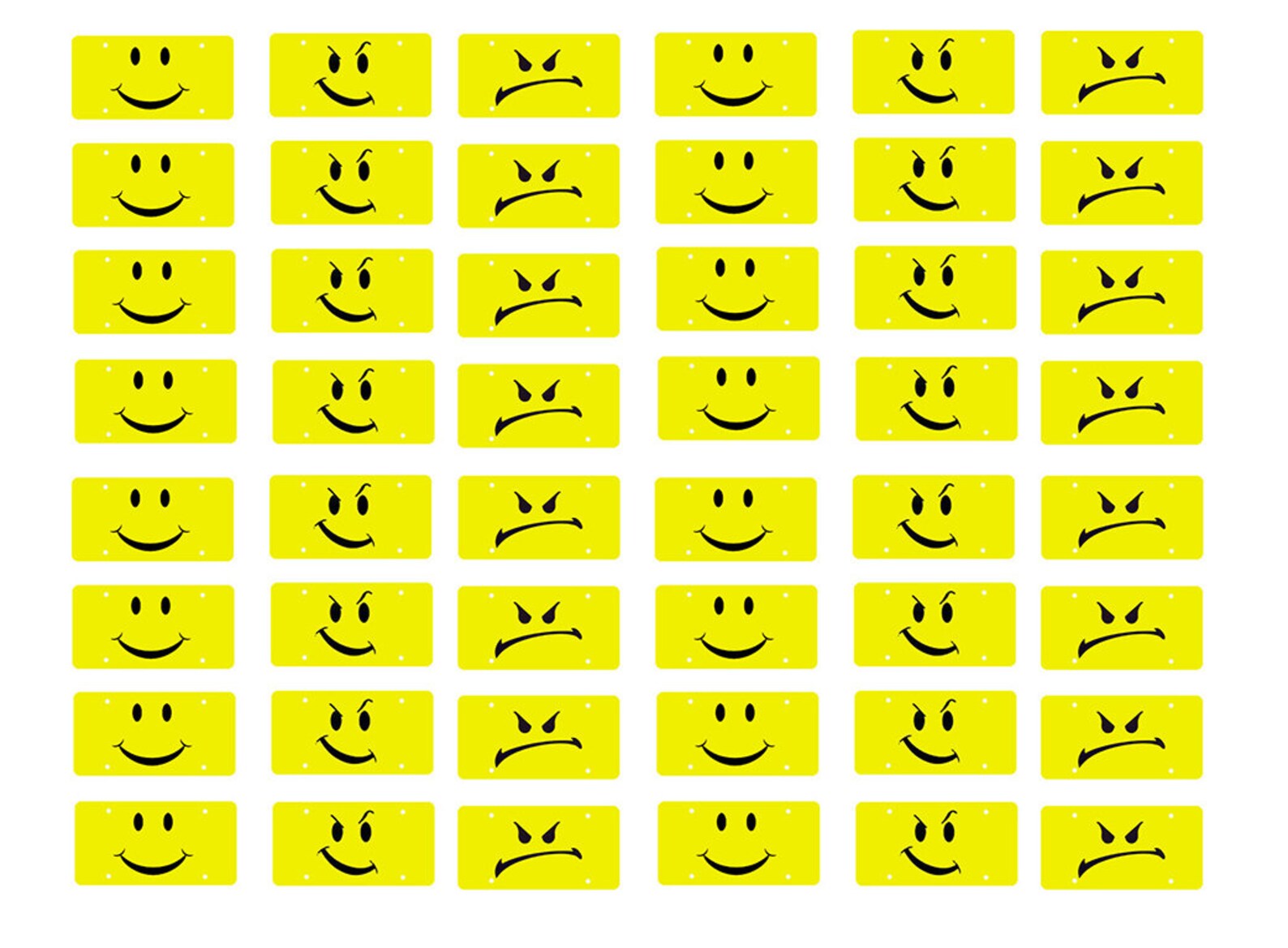 Smilley Autoshape Scale Model Smiley Angry Smirky Face Car License Tag Plates - Etsy