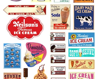 miniature scale model ice cream parlor soda fountain signs