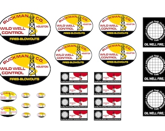 1/25 scale Buckman Co. oil well fire Hellfighters waterslide decals