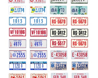 scale model assorted toy fire truck department plates firefighter license tags