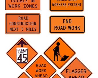 miniature 1:25 G scale model diorama road work street construction signs