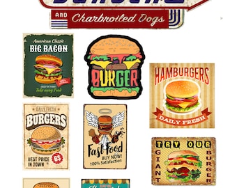 miniature scale vintage hamburger diner restaurant signs posters