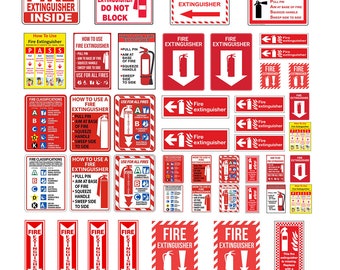 miniature scale model fire extinguisher safety signs